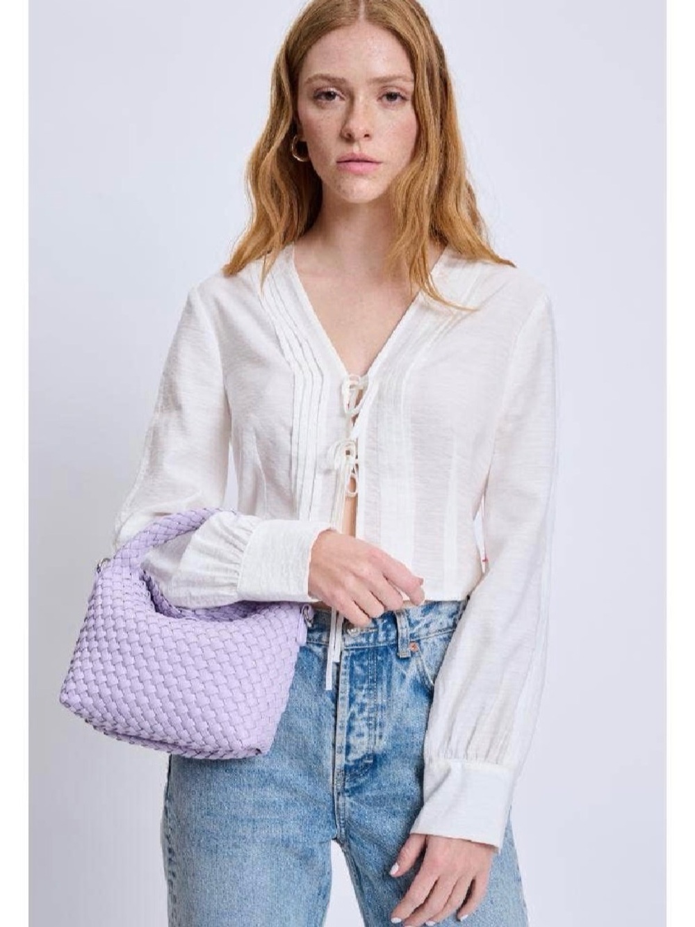 Jessamine Lilac Woven Vegan Leather Crossbody Bag